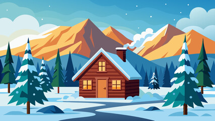 winter landscape with house