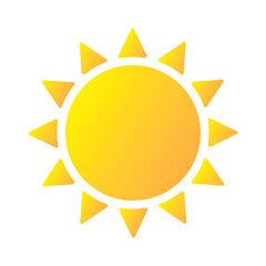 Sun icon. Weather icon for smartphone or can be used for other media. Yellow sun star icon  Summer, sunlight, nature, sky. Vector illustration isolated on white background.