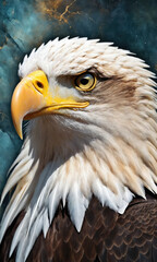 Fototapeta premium Fantasy Illustration of a wild eagle bird. Digital art style wallpaper background.