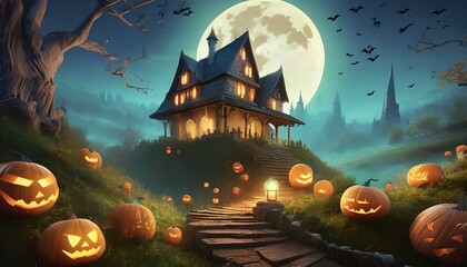halloween background with pumpkins