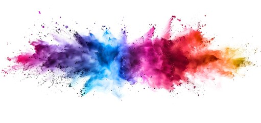 Fototapeta premium Vibrant explosion colorful powder white background Colorful Powder Concept