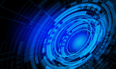 Abstract technology blue circular system cyber futuristic design modern creative background vector