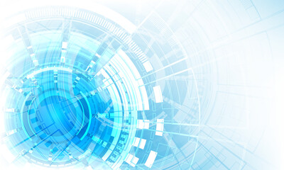 Obraz premium Abstract technology blue circular system cyber futuristic on white design modern creative background vector