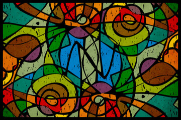 Fashionable illustration in vintage style. Pattern to print for wall decorations. Abstract shapes.