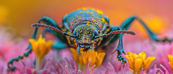 Fototapeta premium Close-up of a beetle on a flower