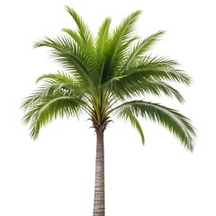 Obraz premium A tall palm tree with lush green fronds against a white background