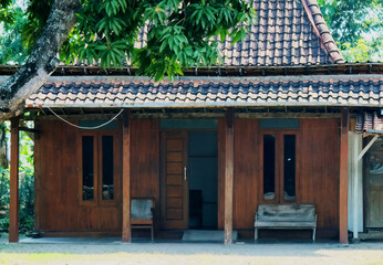 Traditional Javanese wood house. Asian culture element.