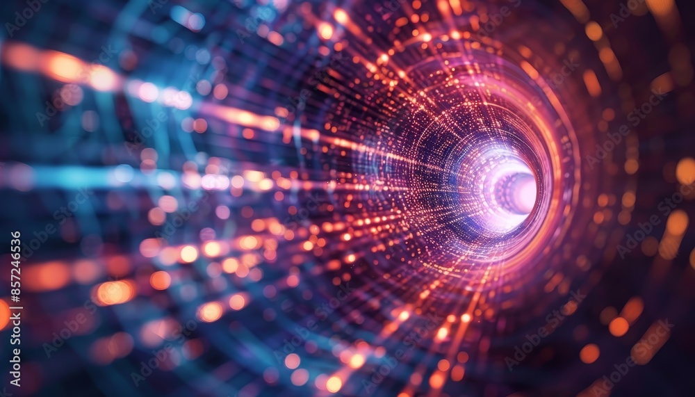Canvas Prints a colorful, glowing tunnel with a bright orange center by ai generated image