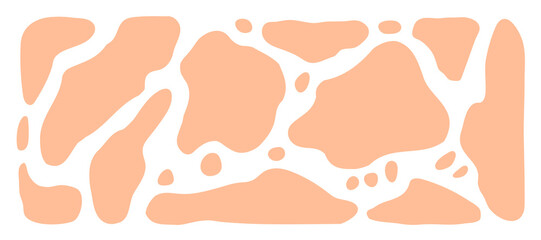 Simple vector illustration in flat style. Spots of various shapes, abstract design, template. Trendy color peach fuzz.
