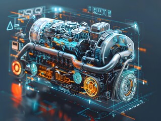 Technology meets transportation: Electronic circuit board components integrated with automotive parts, showcasing innovation and engineering in vehicles