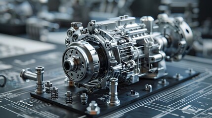 Close-up view of an electronic circuit board amidst industrial machinery and technology
