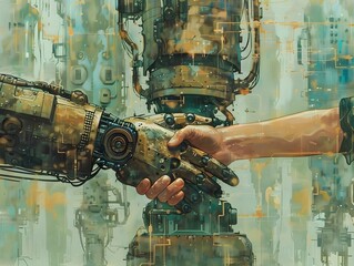 A hand holding a vintage gun in an industrial setting