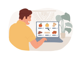 Choosing grocery online isolated cartoon vector illustrations.