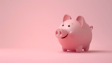 Piggy bank 3d cartoon style. 