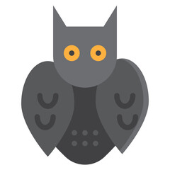 owl night horror halloween flat style