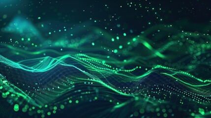 Abstract Digital Landscape with Green Glow