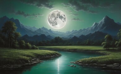 landscape with lake and mountains