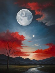 full moon over the mountains