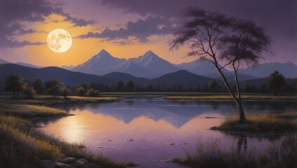 sunset over the lake