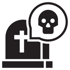 cometery grave tomb death skull solid glyph