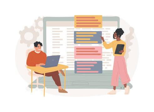 Software requirement description isolated concept vector illustration.