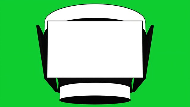 Jumbotron with blank displays. 360 degrees loop rotation, isolated on chroma green background