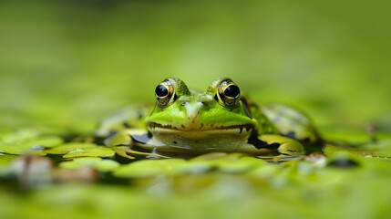 frog on green pond. 