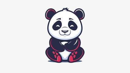 Fototapeta premium Mascot logo design of a panda with bold line. Clipart vector illustration.