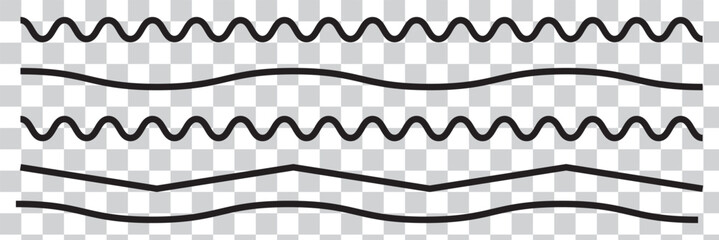 Wavy lines. Set of wavy horizontal lines. Wavy zigzag lines. Zig-zag vector elements