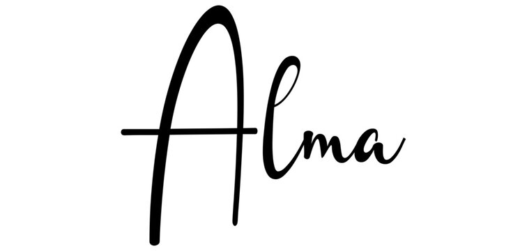 Alma - colore nero - parola nome scritta - ideale per websites, presentazioni, biglietti, banners, sweatshirt, stampe, cricut, silhouette, sublimazioni, etichette, adesivi