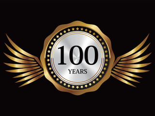 100周年記念の羽エンブレム　ゴールド