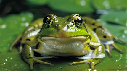 frog on green pond. 