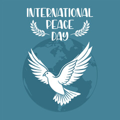 . Silhouette of a white dove against a background with a globe. Illustration. Vector