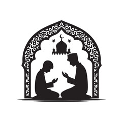 Muslim Praying silhouette. praying symbol  illustration