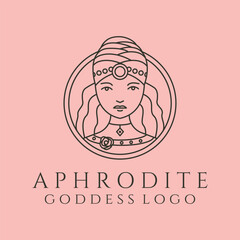greek goddess aphrodite line art logo vector symbol illustration design