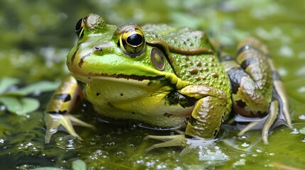 frog on green pond. 