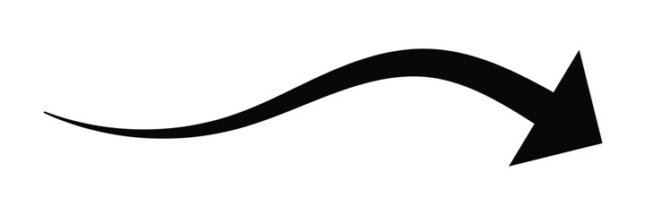 Abstract Curved black Arrow. Market movements creative concept charts, infographics. Red curve arrow of trend on transparent. Trading stock news impulses. Realistic 3d vector design