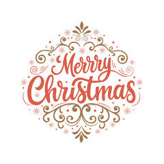 Christmas and New Year typography on a background with snowflakes. Vector illustration