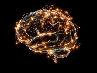 Bright, illuminated brain with electric connections forming unique patterns and ideas, symbolizing the power of unconventional thinking