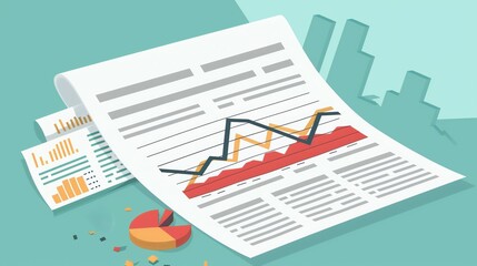 Flat design of a newspaper with headlines about an investment crisis, accompanied by graphs showing sharp declines, emphasizing the widespread concern and urgency