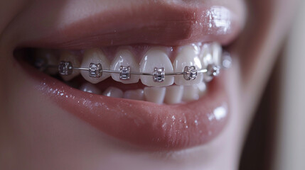 Obraz premium Braces on teeth. Dentistry.