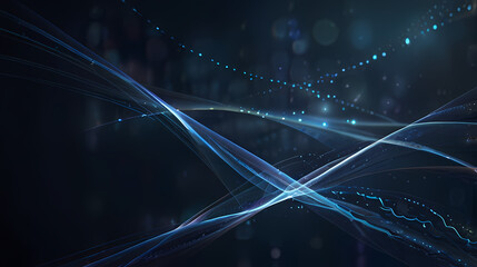 Abstract light background featuring ethereal, wispy strands of light in a midnight blue setting