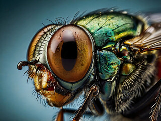 Super Closeup View of a Flys Right Eye