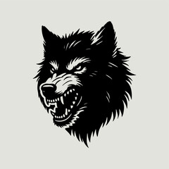 Silhouette of a wolf with a fierce expression.