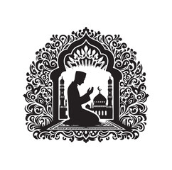 Muslim Praying silhouette. praying symbol  illustration

