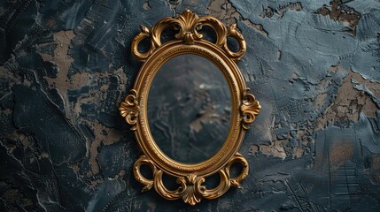 Vintage gold frame cut out on dark backdrop with clipping path