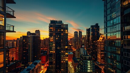 Modern apartment buildings in the evening 
