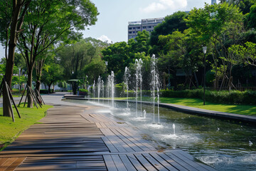 Naklejka premium Nice modern leisure city park 
