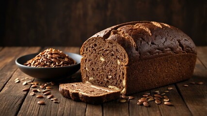realistic photography of pumpernickel bread on a clean background