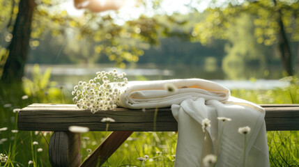 wooden bench in the garden